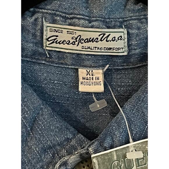 Vintage NWT GUESS Jeans USA Shirt Mens Denim 80s Size XL - Picture 4 of 6